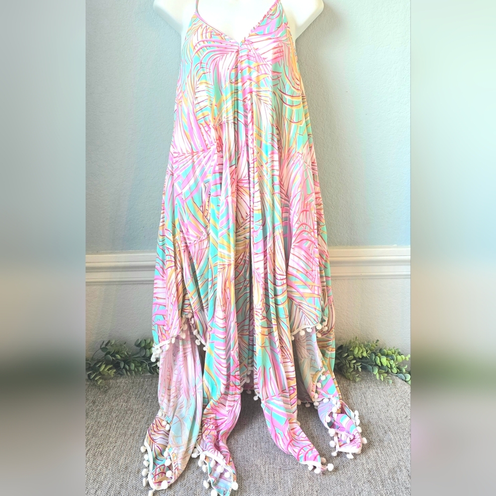 Japna Asymmetrical Dress * Palm Tropical Print * Size Med/ Large * NWOT - Picture 8 of 8